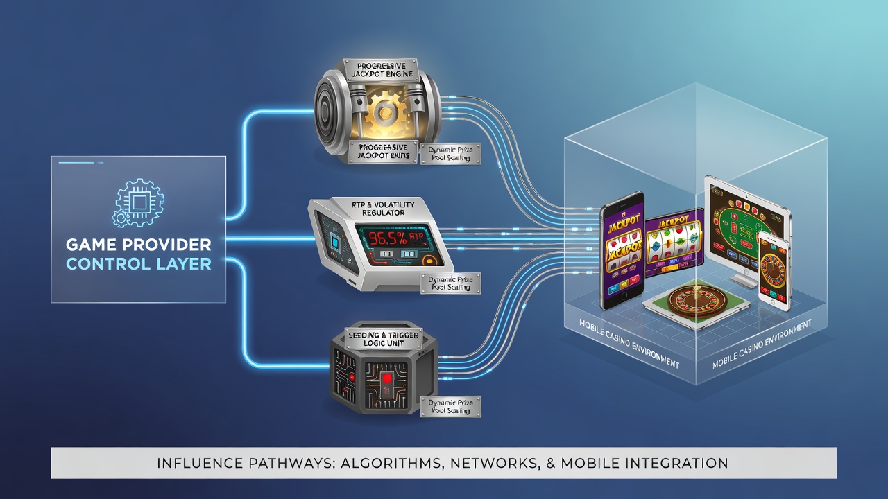 Mobile casino jackpot displays showing progressive structures influenced by game provider algorithms